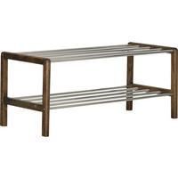SKOHYLLA 80/34/34 cm  - aluminiumfärg/brun, metall/trä (80/34/34cm) - Best Price