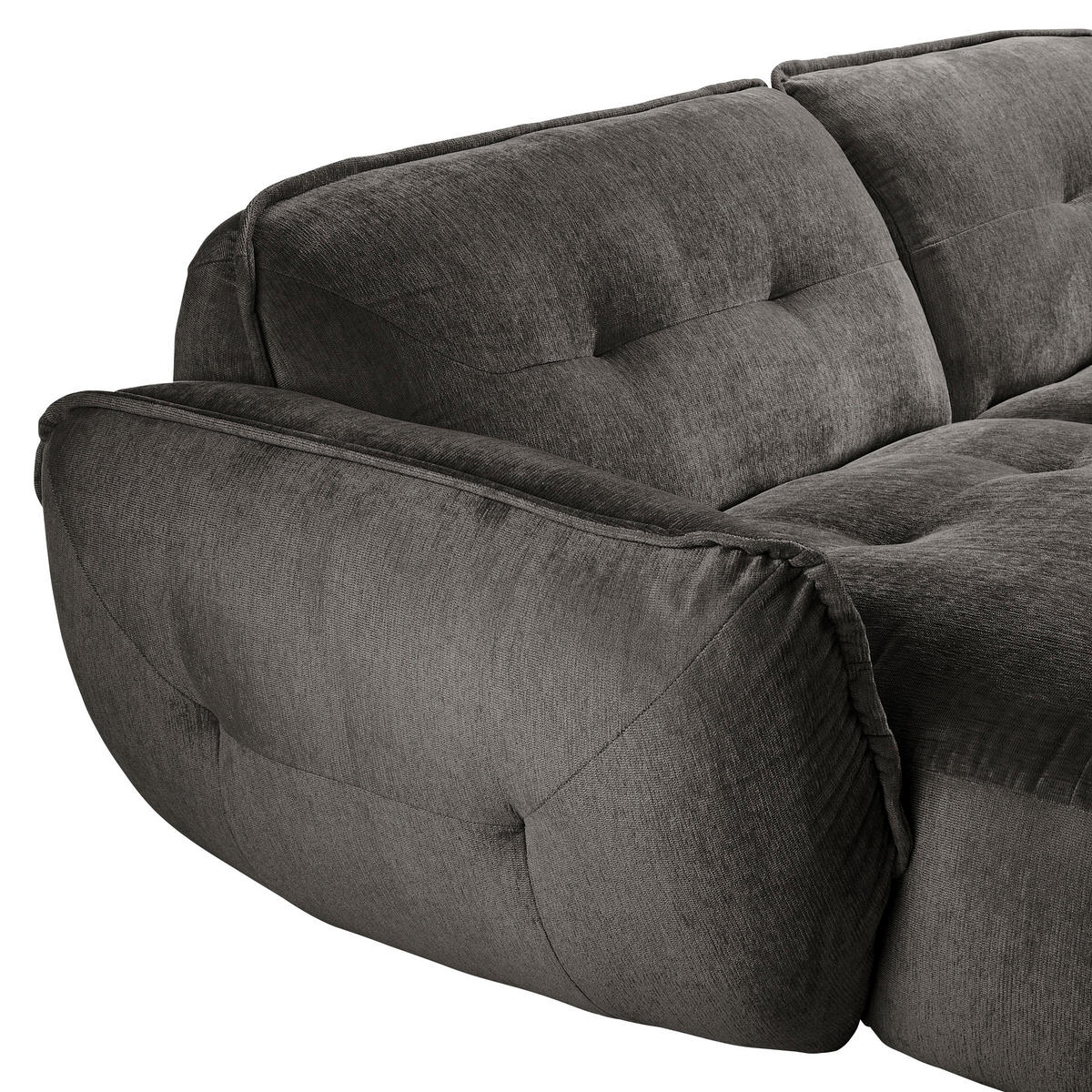 ECKSOFA in Chenille Anthrazit  - Anthrazit/Schwarz, Modern, Kunststoff/Textil (184/269cm) - Trendmanufaktur