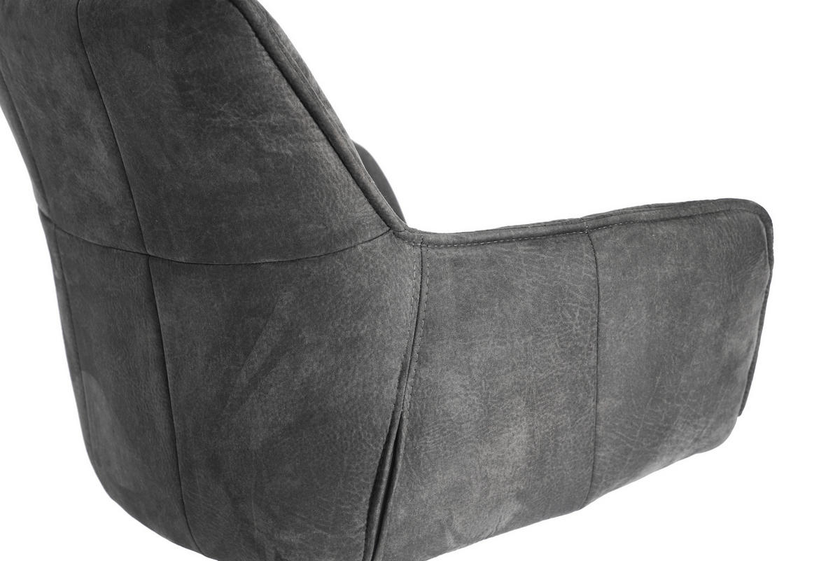 ARMLEHNSTUHL  Sitzfläche 360° drehbar, inklusive Armlehnen, automatische Rückholfunktion Mikrofaser  - Anthrazit/Schwarz, Design, Textil/Metall (65/85/63cm) - Novel