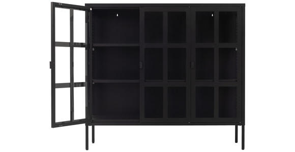 VITRINE in Schwarz - Schwarz, Design, Glas/Metall (120/110/35cm) - Xora
