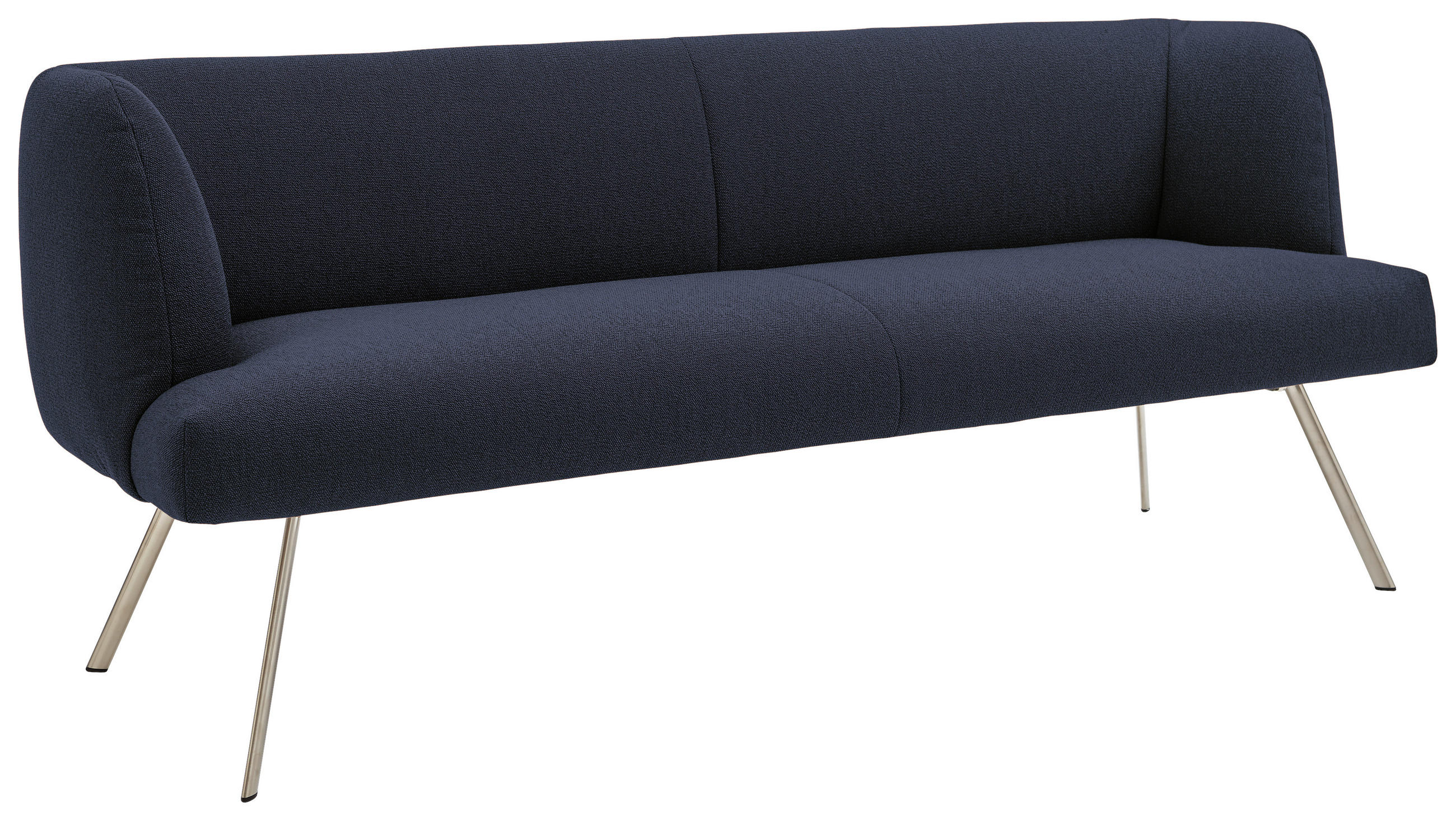 SITZBANK 200/87/64 cm  in Edelstahlfarben, Dunkelblau  - Edelstahlfarben/Dunkelblau, Design, Textil/Metall (200/87/64cm) - Venjakob