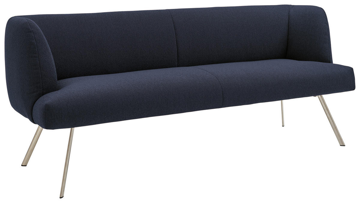 SITZBANK 200/87/64 cm  in Edelstahlfarben, Dunkelblau  - Edelstahlfarben/Dunkelblau, Design, Textil/Metall (200/87/64cm) - Venjakob