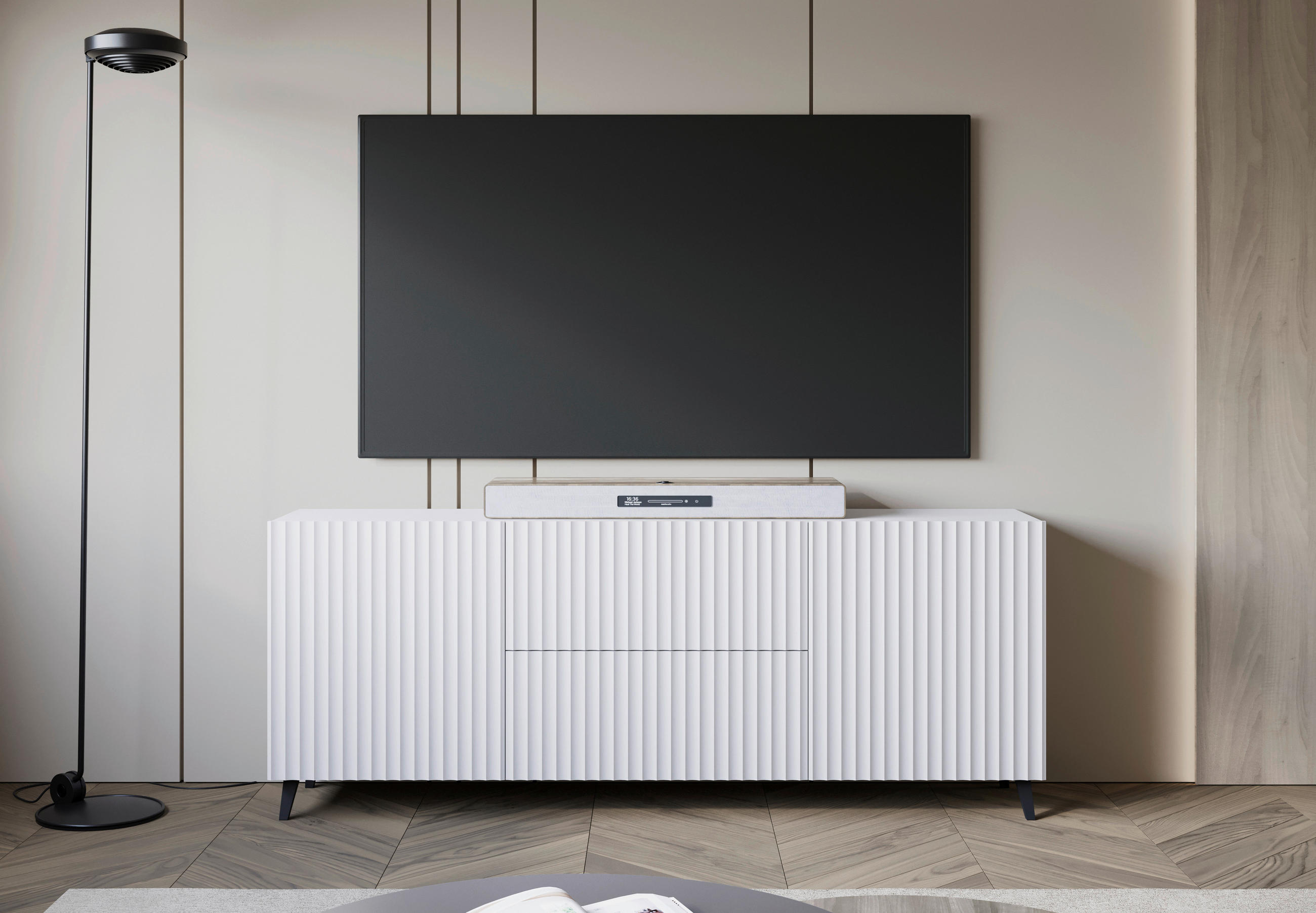 NÍZKÁ KOMODA, bílá, 180/69,4/39 cm - bílá/černá, Trend, kompozitní dřevo/plast (180/69,4/39cm) - Livetastic