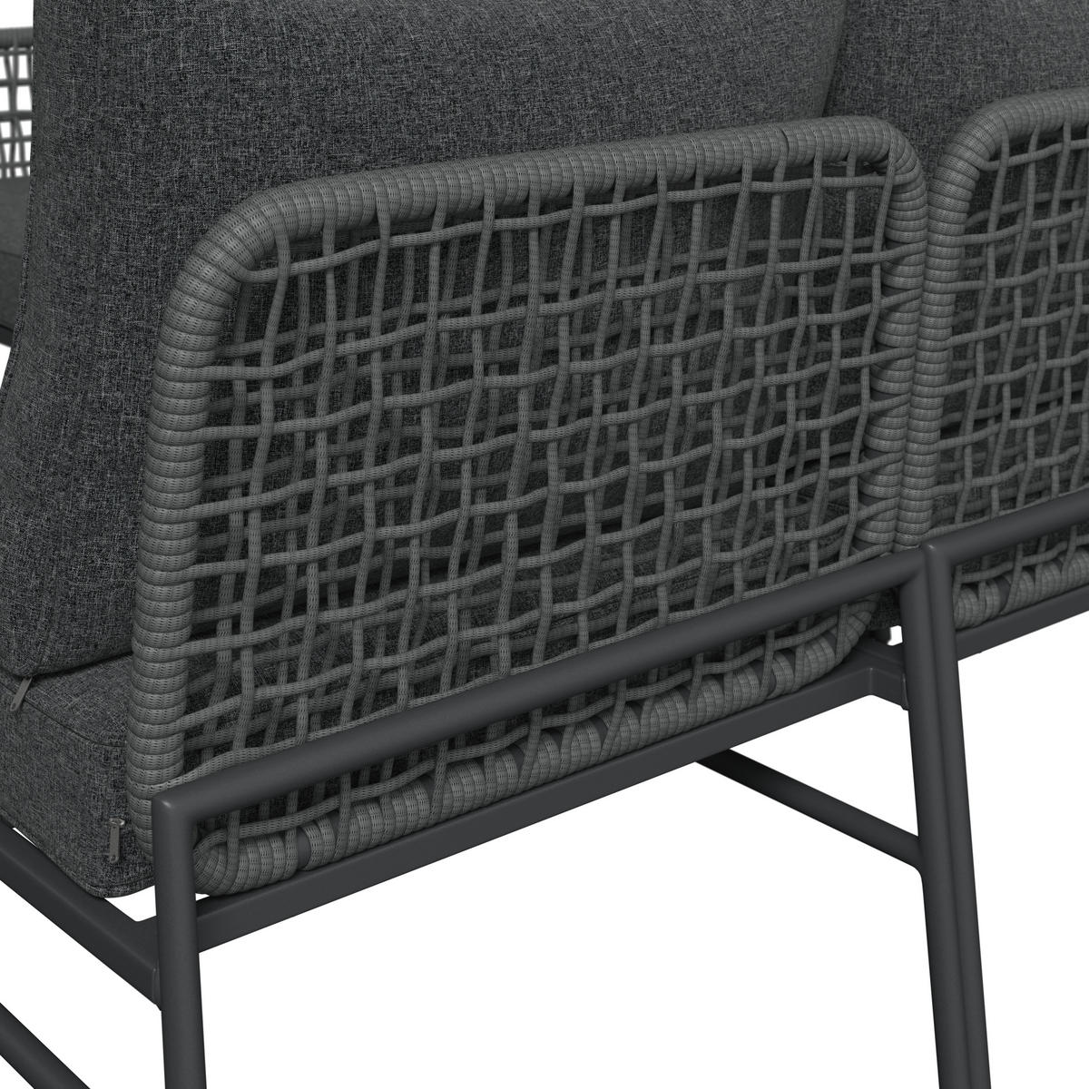 LOUNGEGARNITUR 6-teilig   Eisen  - Dunkelgrau, MODERN, Glas/Textil (198l) - Ambia Garden