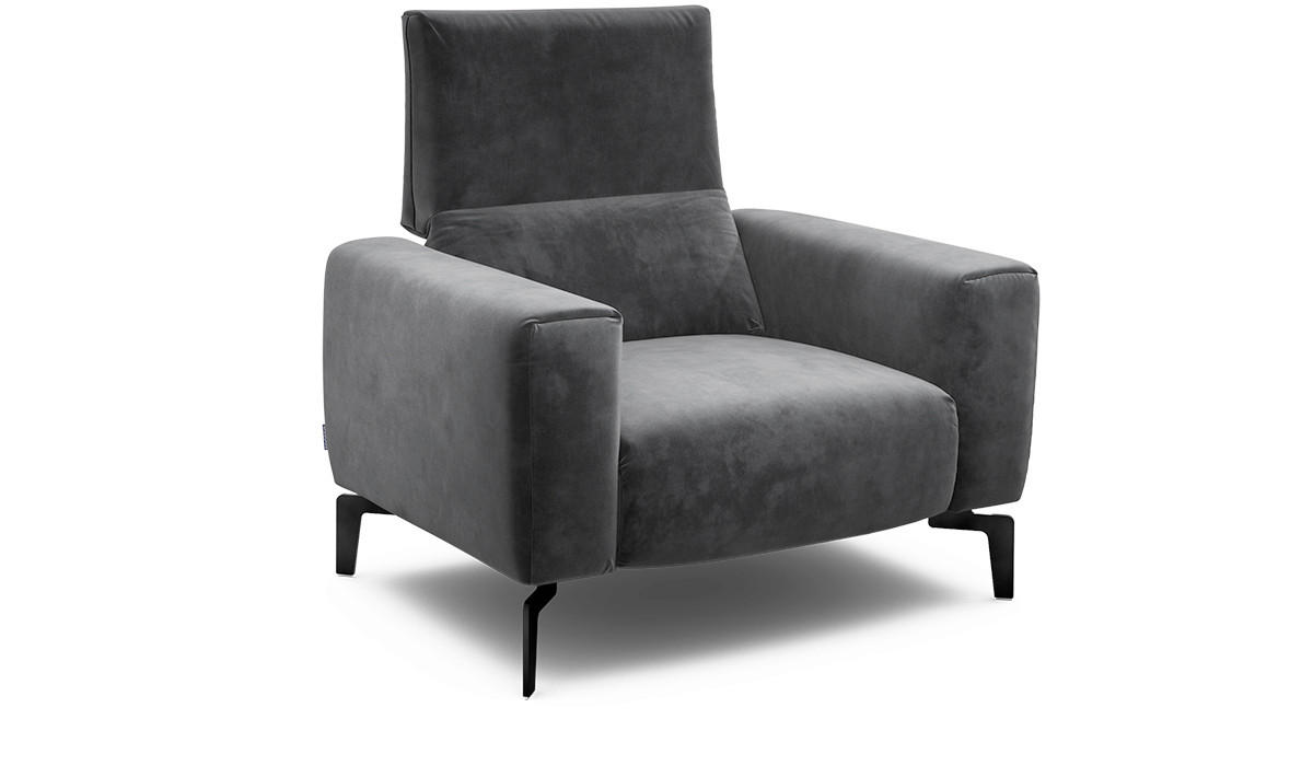 SESSEL in Samt Anthrazit  - Anthrazit/Schwarz, Design, Textil/Metall (110/85/86-94cm) - SENSOO