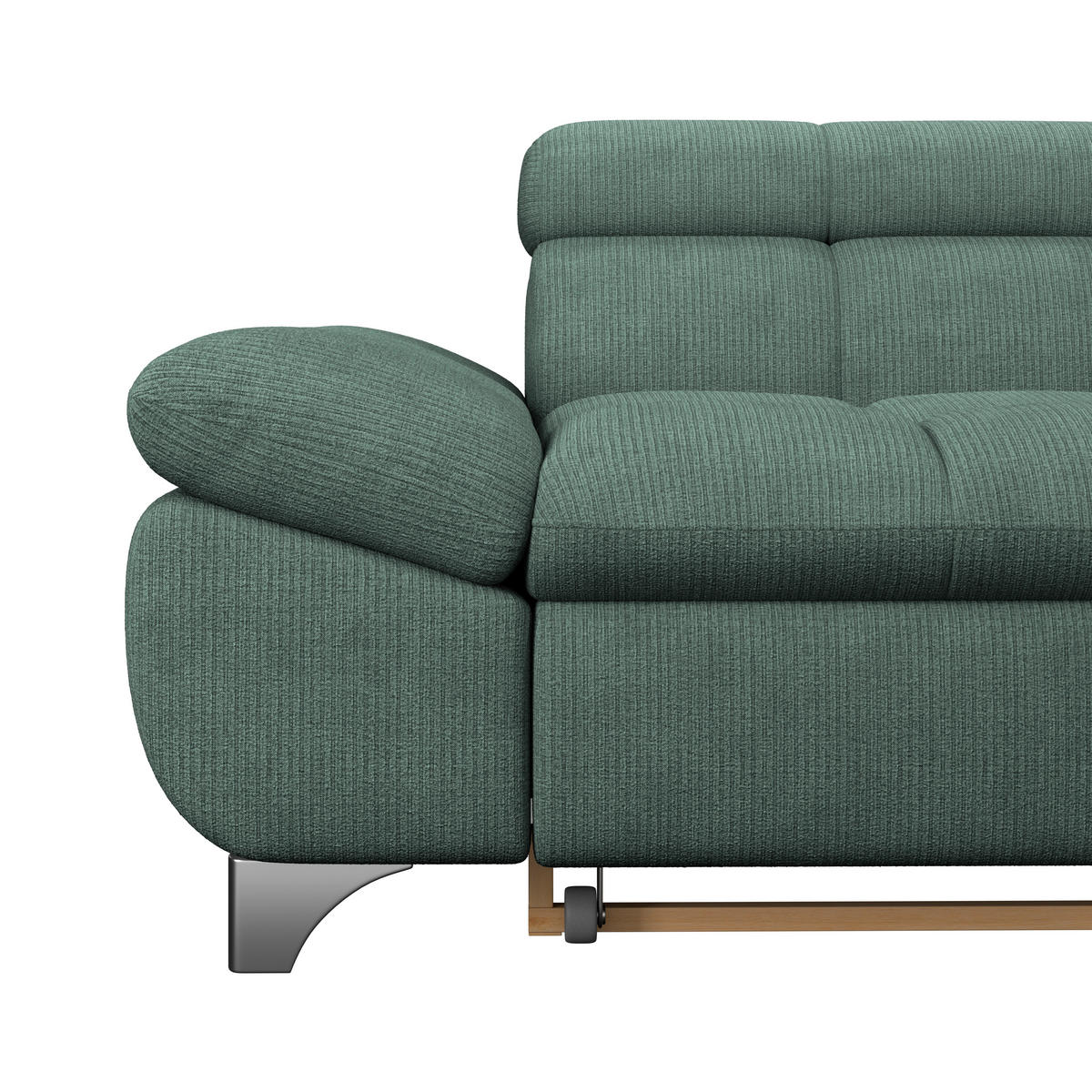 ECKSOFA Dunkelgrün Chenille  - Chromfarben/Dunkelgrün, KONVENTIONELL, Textil/Metall (312/234cm) - Livetastic