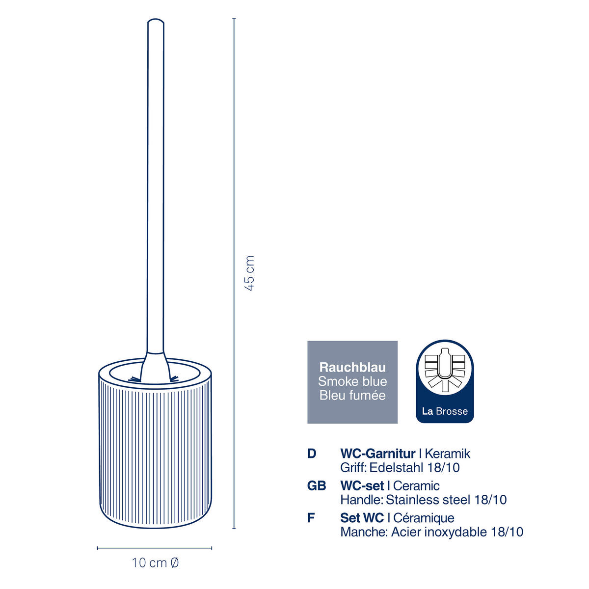 WC-BÜRSTENGARNITUR in Keramik    - Dunkelblau, Basics, Keramik (10/45cm) - Kela