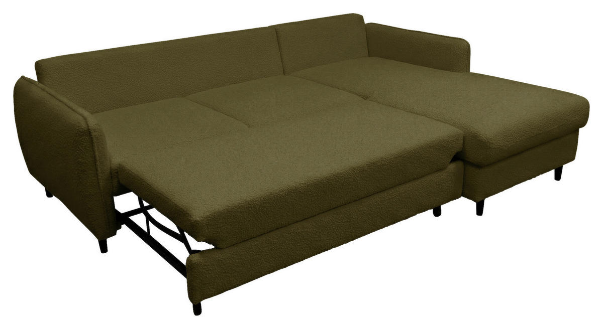 ECKSOFA LAPIT in Chenille Grün  240/170 cm  - Schwarz/Grün, Design, Holz/Textil (240/170cm) - MID.YOU