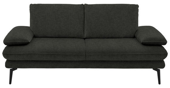 2,5-SITZER in Velours Dunkelgrau - Dunkelgrau/Beige, Design, Textil/Metall (196/89/104cm) - Dieter Knoll