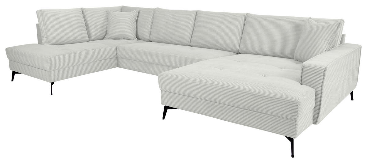 WOHNLANDSCHAFT ZERO Creme, Weiß Cord  - Creme/Schwarz, Trend, Textil/Metall (195/362/173cm) - Livetastic