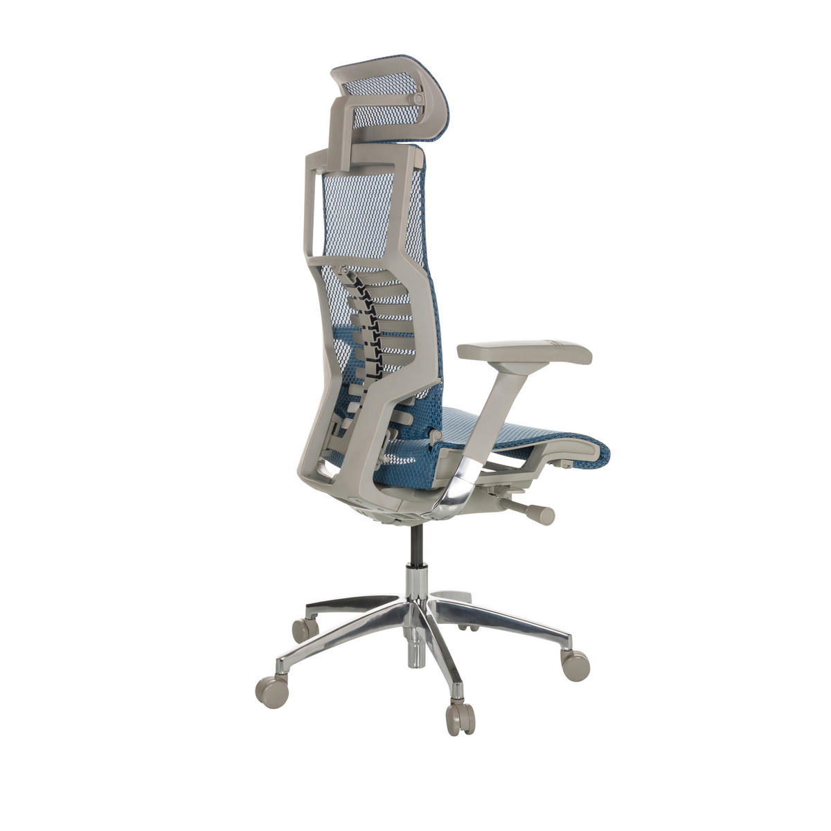 DREHSTUHL Netz Blau  - Blau/Alufarben, Basics, Kunststoff/Textil (67/119-135/60cm) - MID.YOU