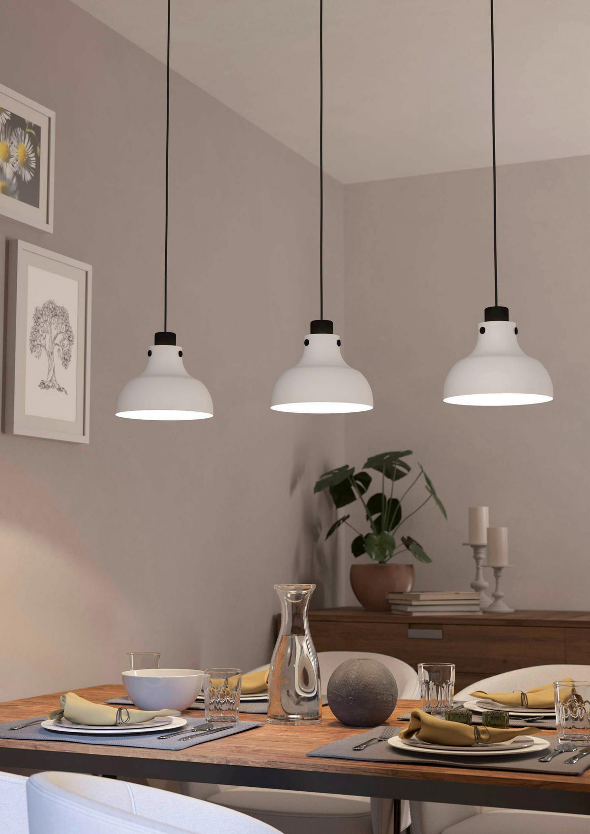 HÄNGELEUCHTE 90/20/110 cm  - Schwarz/Grau, Design, Metall (90/20/110cm) - Eglo