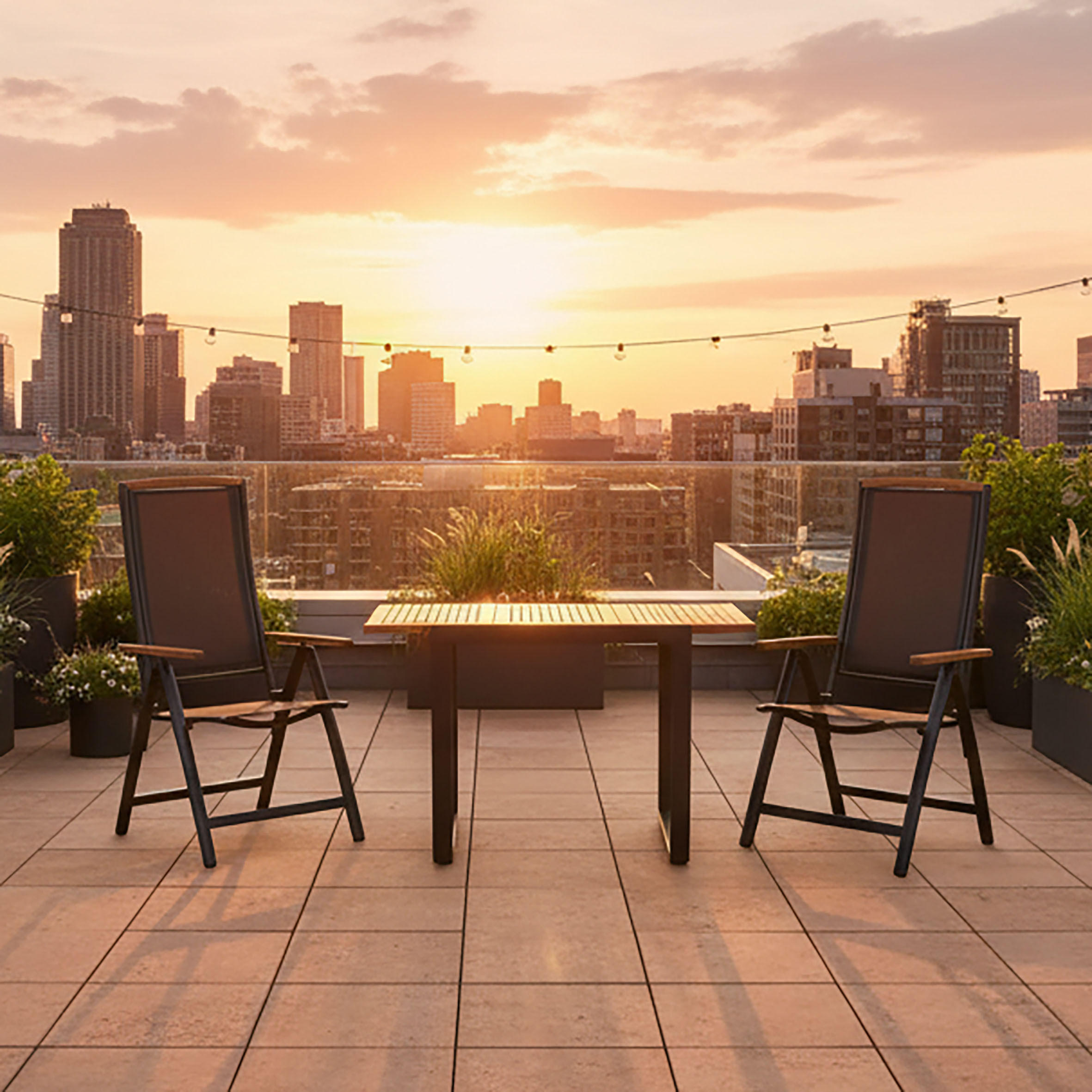 GARTENSET 3-teilig  - Graphitfarben/Akaziefarben, MODERN, Holz/Textil - Gardenson