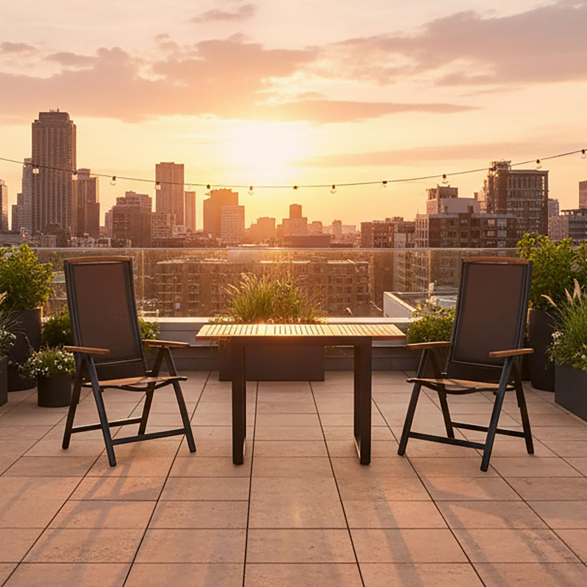 GARTENSET 3-teilig  - Graphitfarben/Akaziefarben, MODERN, Holz/Textil - Gardenson