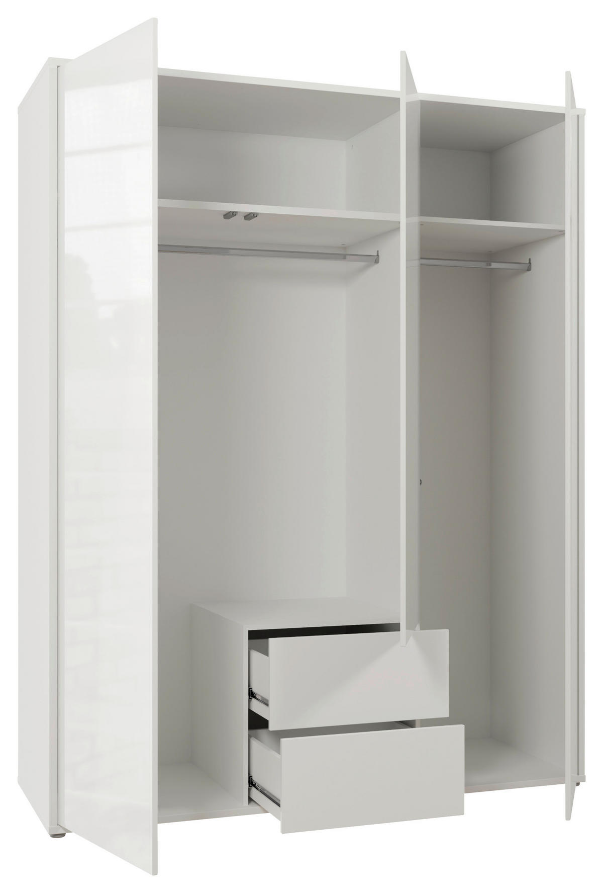 DREHTÜRENSCHRANK 169/214/60 cm,  in Weiß, Weiß Hochglanz, 3-türig  - Weiß Hochglanz/Weiß, Trend, Holzwerkstoff (169/214/60cm) - Carryhome