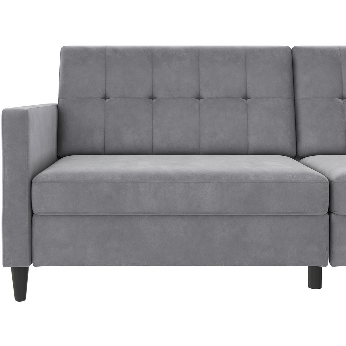 SCHLAFSOFA HANNOVER in Samt Grau Vintage, Skandinavisch, Modern  - Schwarz/Grau, Basics, Kunststoff/Textil (203/82/83cm) - Livetastic