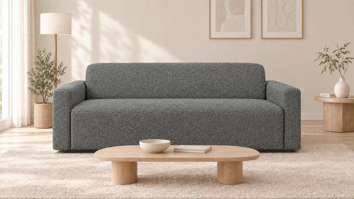 2-SITZER-SOFA Hector in Grau  - Schwarz/Grau, Design, Textil (203/71/92cm) - Livetastic