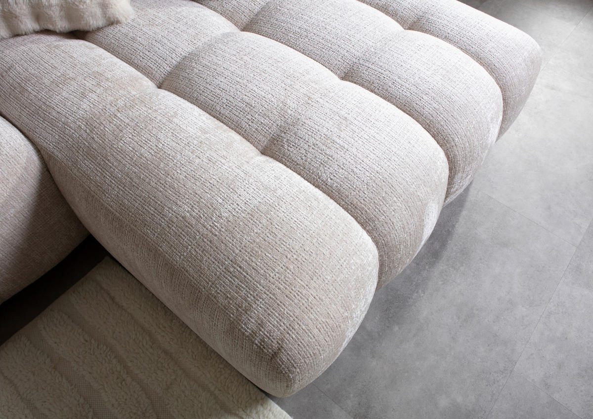 ECKSOFA Chenille Creme  - Creme/Schwarz, Konventionell, Kunststoff/Textil (272/172cm) - Carryhome