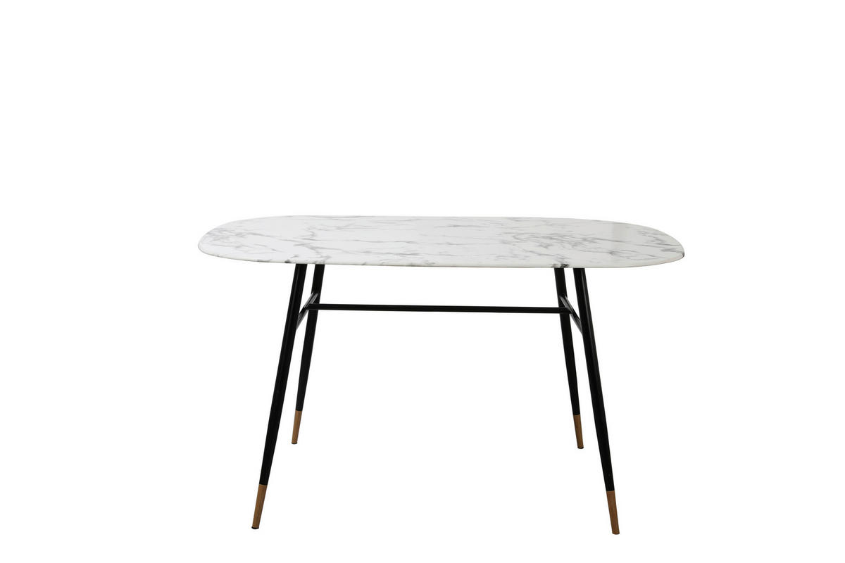 ESSTISCH in Metall, Glas 140/90/77 cm  - Schwarz/Weiß, Design, Glas/Metall (140/90/77cm) - Livetastic