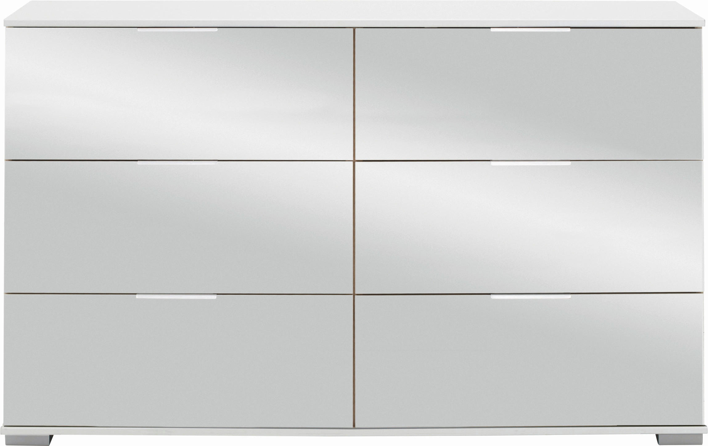 KOMMODE 130/83/41 cm Weiss  - Weiss/Alufarben, Design, Glas/Holzwerkstoff (130/83/41cm) - Livetastic