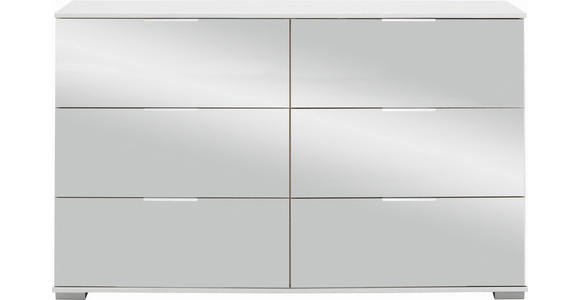 KOMMODE , 130/83/41 cm, 6 Schublade(n)  - Alufarben/Weiß, Design, Glas/Holzwerkstoff (130/83/41cm) - Carryhome