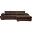 ECKSOFA Braun Flachgewebe - Chromfarben/Braun, Design, Kunststoff/Textil (294/173cm) - Carryhome