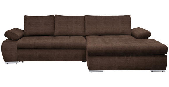 ECKSOFA Braun Flachgewebe - Chromfarben/Braun, Design, Kunststoff/Textil (294/173cm) - Carryhome