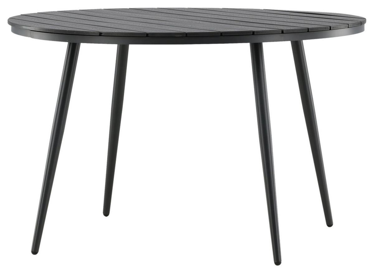 GARTENTISCH Metall, Kunststoff Schwarz rund  - Schwarz, KONVENTIONELL, Kunststoff/Metall (120/74cm) - Gardenson