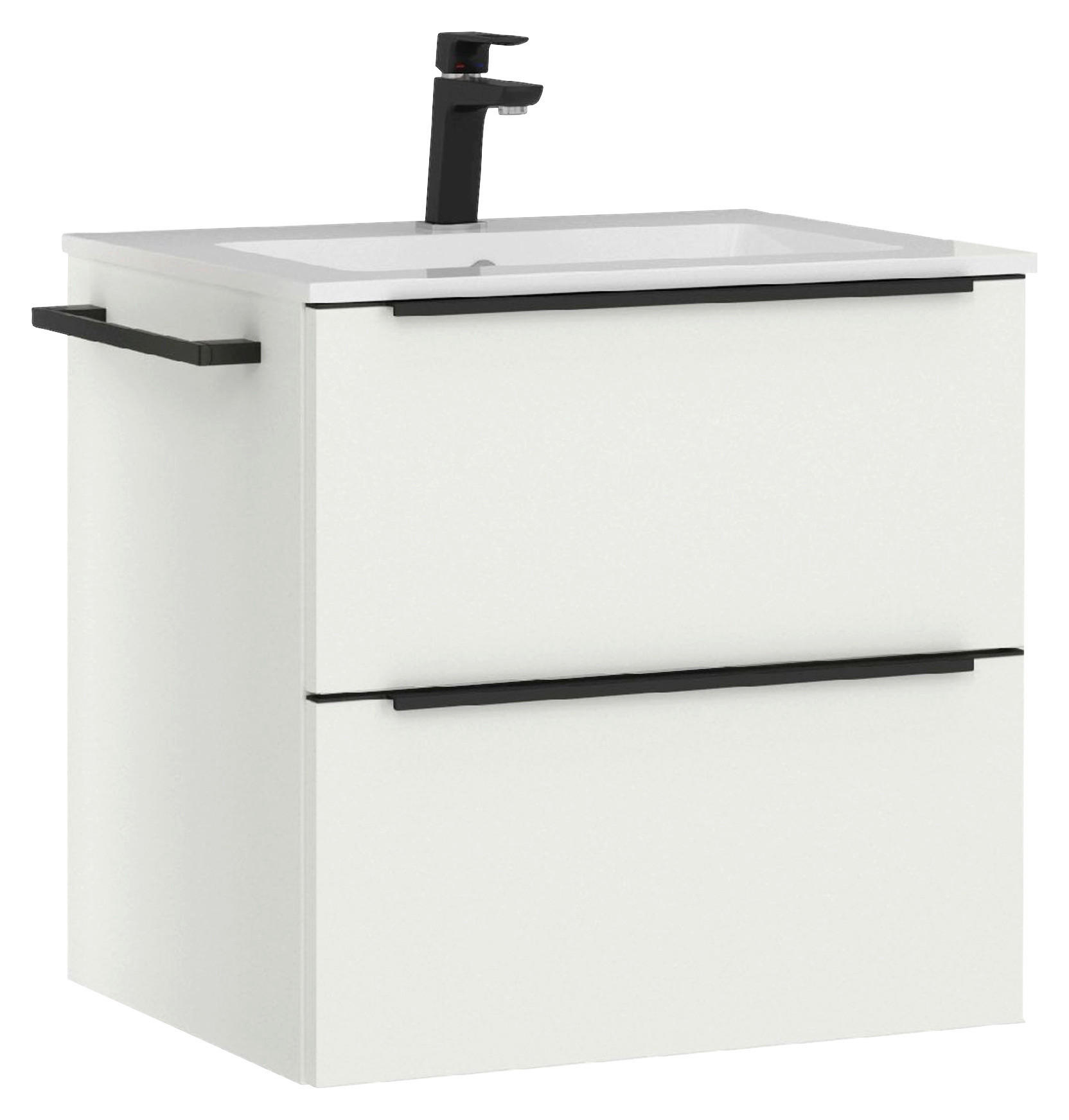 WASCHTISCHKOMBI 61 cm  - Schwarz/Weiß, MODERN, Holzwerkstoff/Stein (61cm) - Nobilia