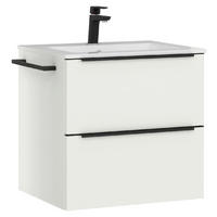WASCHTISCHKOMBI 61 cm  - Schwarz/Weiß, MODERN, Holzwerkstoff/Stein (61cm) - Nobilia