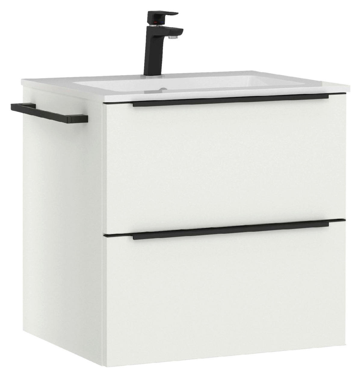 WASCHTISCHKOMBI 61 cm  - Schwarz/Weiß, MODERN, Holzwerkstoff/Stein (61cm) - Nobilia
