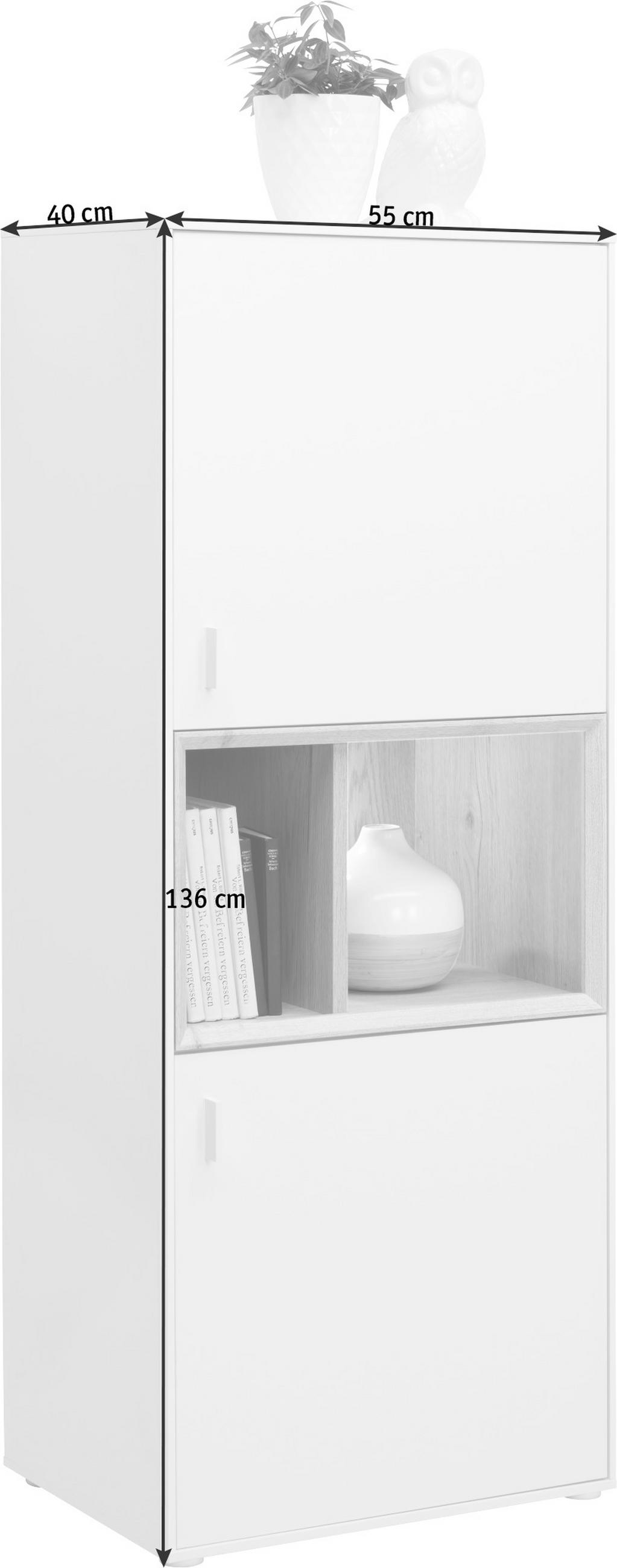 KOMODA  - bílá/barvy dubu, Design, kompozitní dřevo/plast (55/136/40cm) - Hom`in