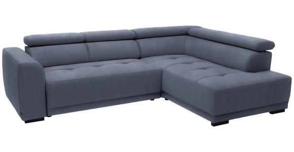 ECKSOFA in Feincord Blaugrau 284/205 cm - Blaugrau/Schwarz, Design, Kunststoff/Textil (284/205cm) - Xora