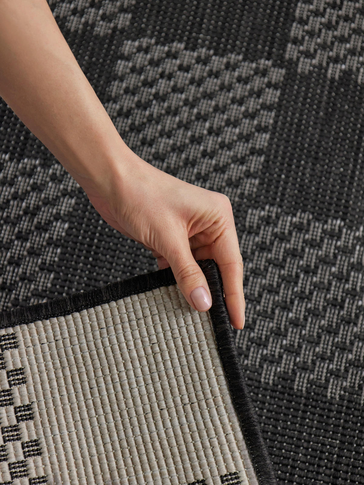 FLACHWEBETEPPICH 120/170 cm Haringey Schwarz, Weiß rechteckig  - Schwarz/Weiß, Basics, Kunststoff (120/170cm)