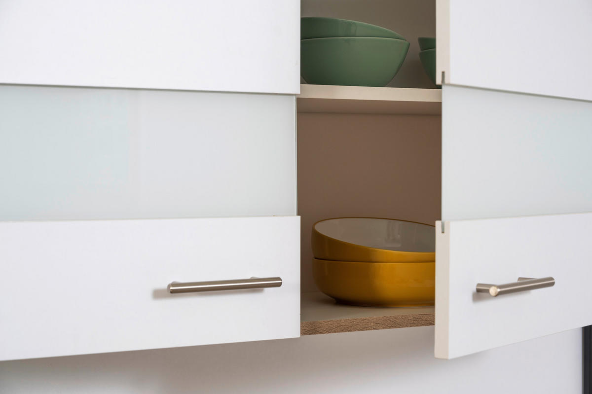 ECKKÜCHE 172/310 cm  in Weiß, Eichefarben  - Chromfarben/Eichefarben, Basics, Glas/Holzwerkstoff (172/310cm) - Respekta