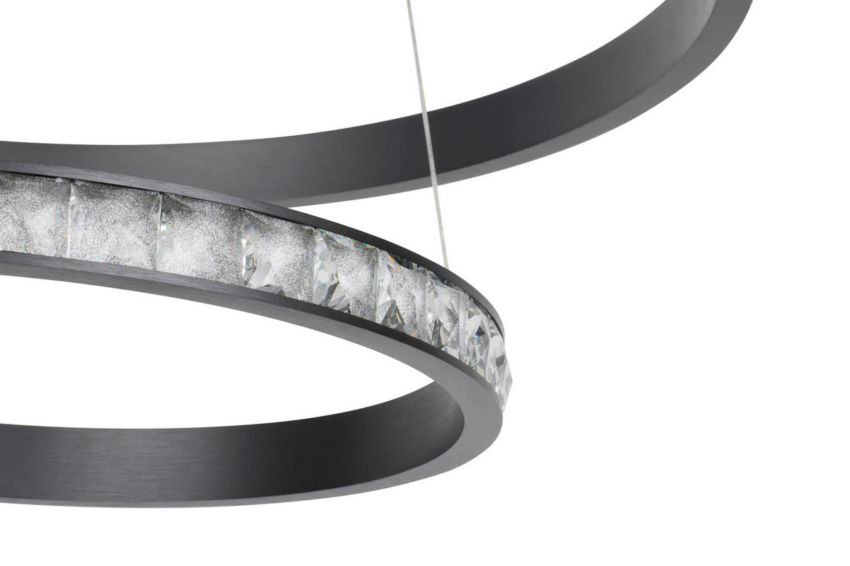 LED-HÄNGELEUCHTE Elora 62/150 cm  - Schwarz, Design, Glas/Metall (62/150cm) - Novel