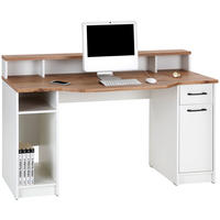 PISALNA MIZA leseni material bela, barve hrasta  - črna/barve hrasta, Moderno, umetna masa/leseni material (150/91/68cm) - Carryhome