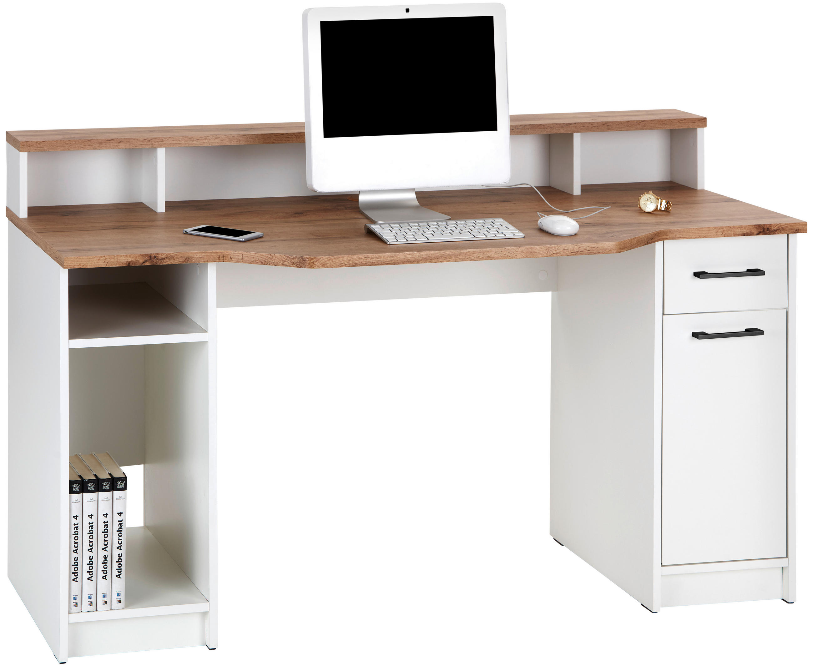 Schreibtisch + Stauraum B 150 Cm H 91cm Tobi Eiche Dekor