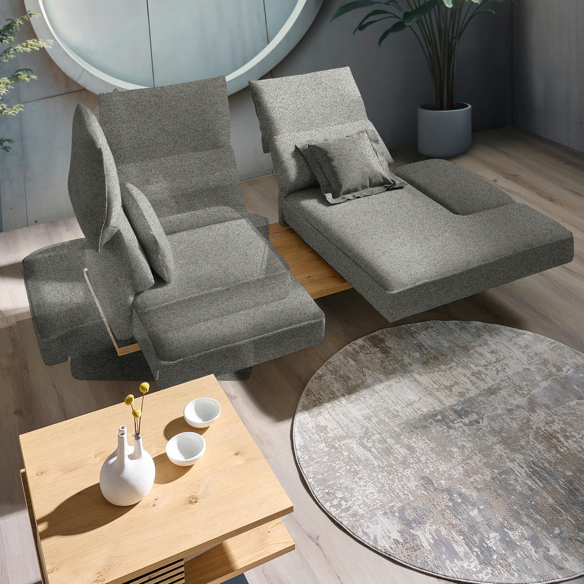 ECKSOFA  in Chenille Graubraun  240/132 cm  - Graubraun/Schwarz, Design, Holz/Textil (240/132cm) - Koinor