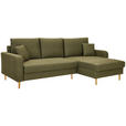 ECKSOFA in Flachgewebe Olivgrün - Eiche Wotan/Olivgrün, KONVENTIONELL, Holz/Textil (255/157cm) - Carryhome