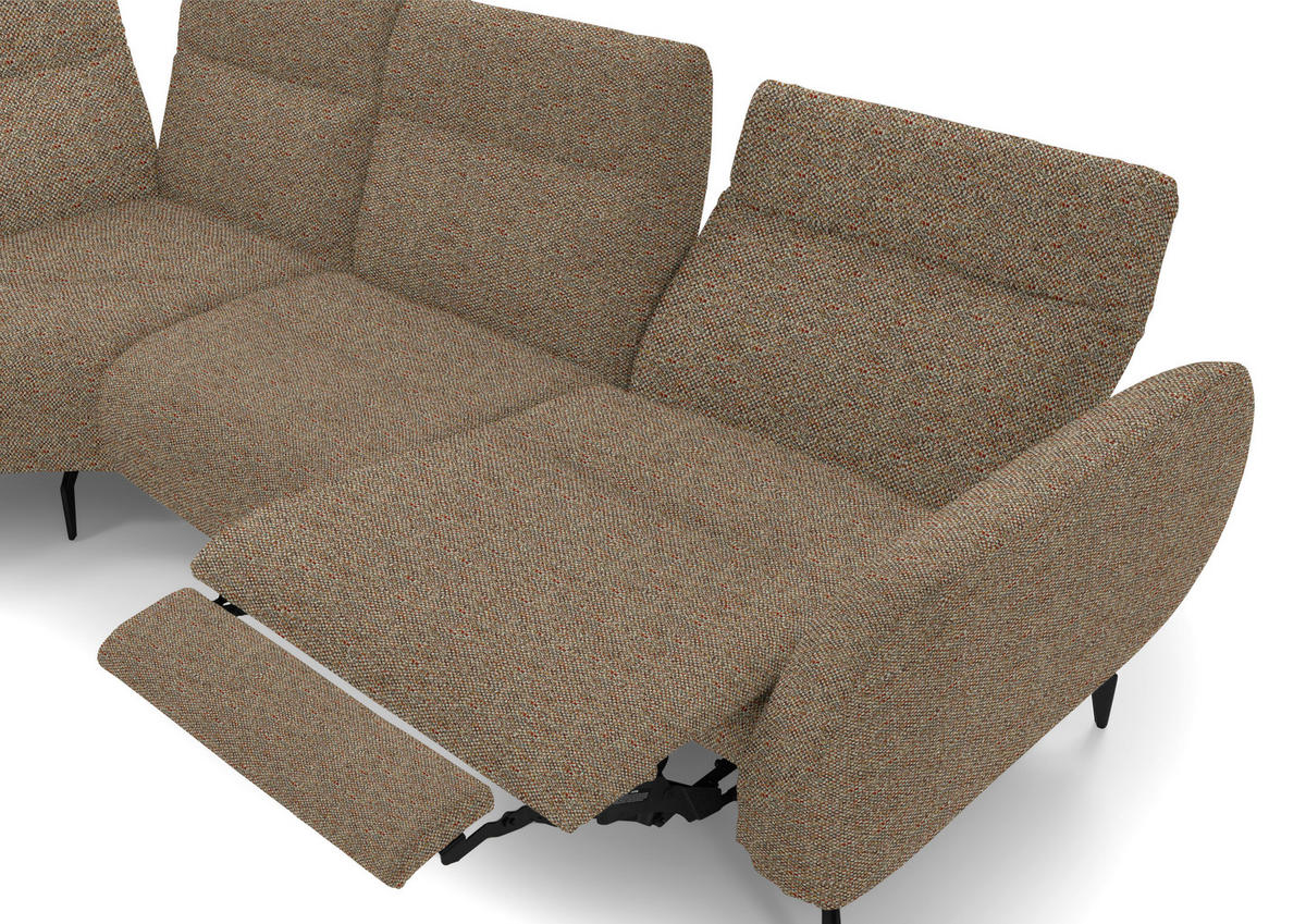 ECKSOFA in Webstoff Braun, Terracotta  - Terracotta/Schwarz, Design, Textil/Metall (223/290cm) - Moderano