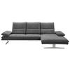 ECKSOFA Webstoff Anthrazit  - Chromfarben/Anthrazit, Design, Textil/Metall (291/164cm) - Chilliano