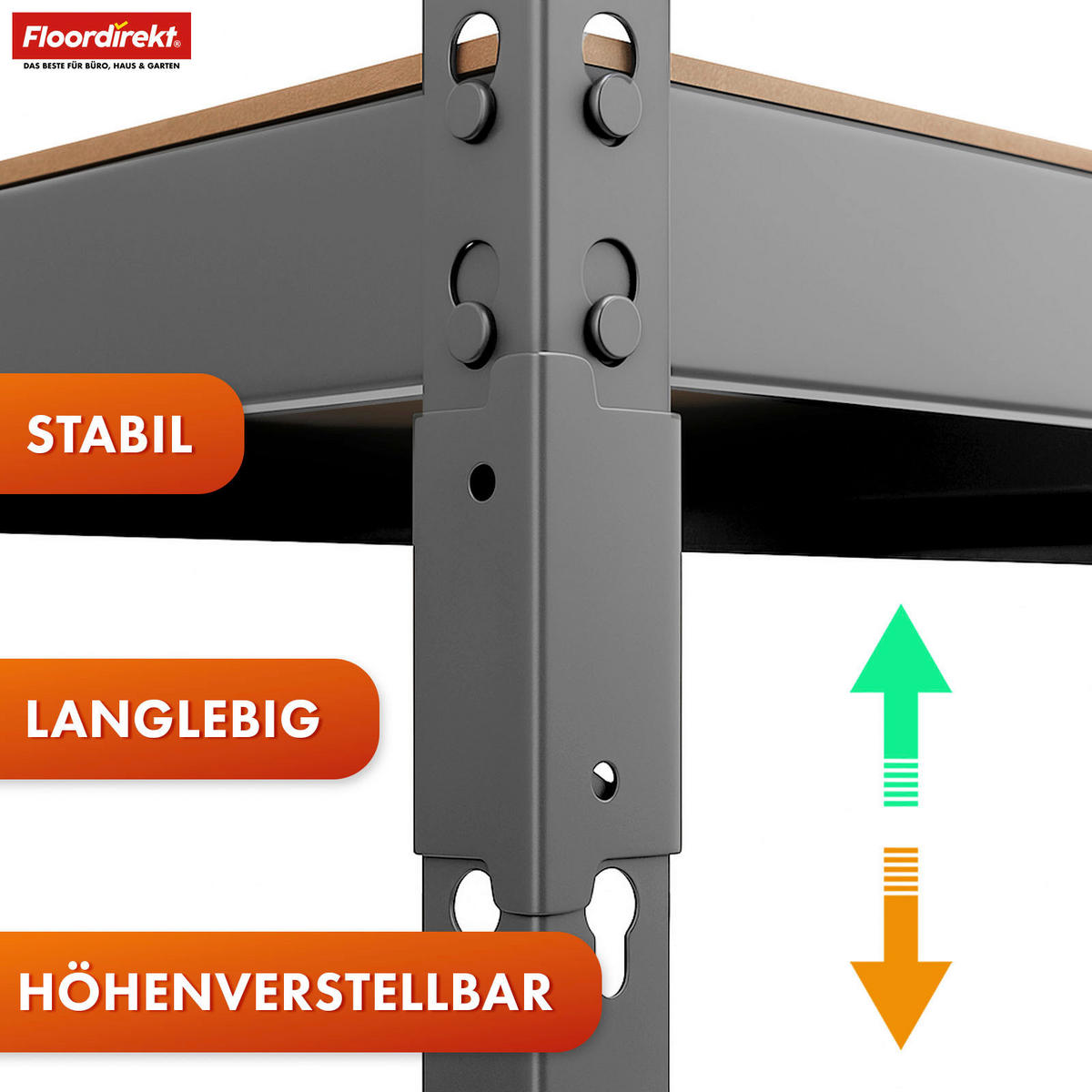 SCHWERLASTREGAL 90/180/45 cm  - Anthrazit, Basics, Naturmaterialien/Metall (90/180/45cm) - Floordirekt