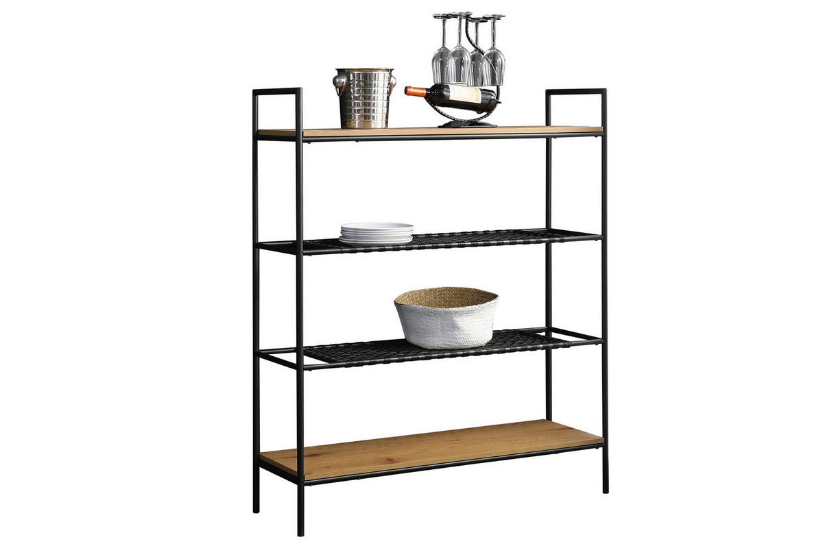 REGAL  110/129/34 cm Naturfarben, Schwarz  - Schwarz/Naturfarben, Design, Holzwerkstoff/Kunststoff (110/129/34cm) - Livetastic