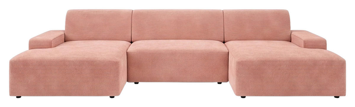 WOHNLANDSCHAFT Cord Pink  - Pink/Schwarz, Modern, Kunststoff/Textil (162/329/162cm) - Trendmanufaktur