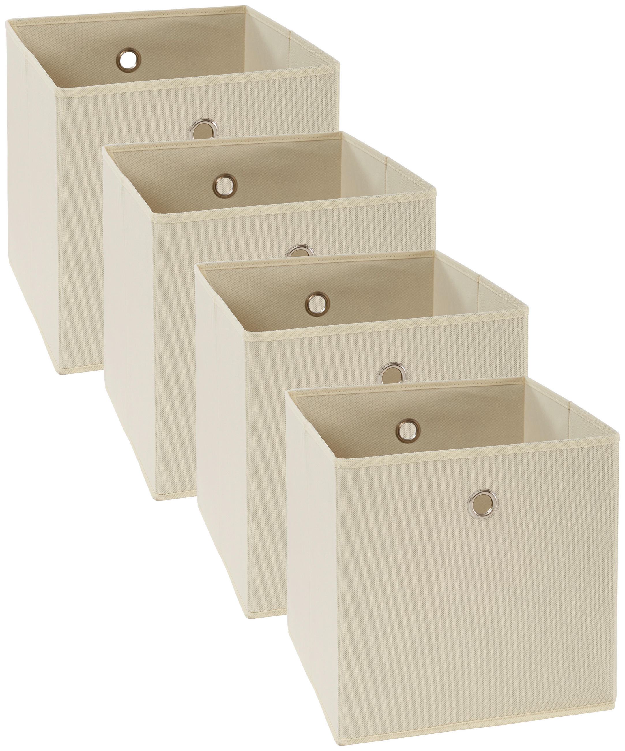 FALTBOX 4er Set - Silberfarben/Naturfarben, Design, Karton/Textil (32/32/32cm) - Carryhome