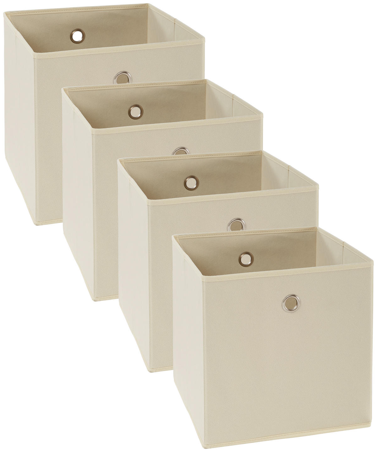FALTBOX 4er Set - Silberfarben/Naturfarben, Design, Karton/Textil (32/32/32cm) - Carryhome