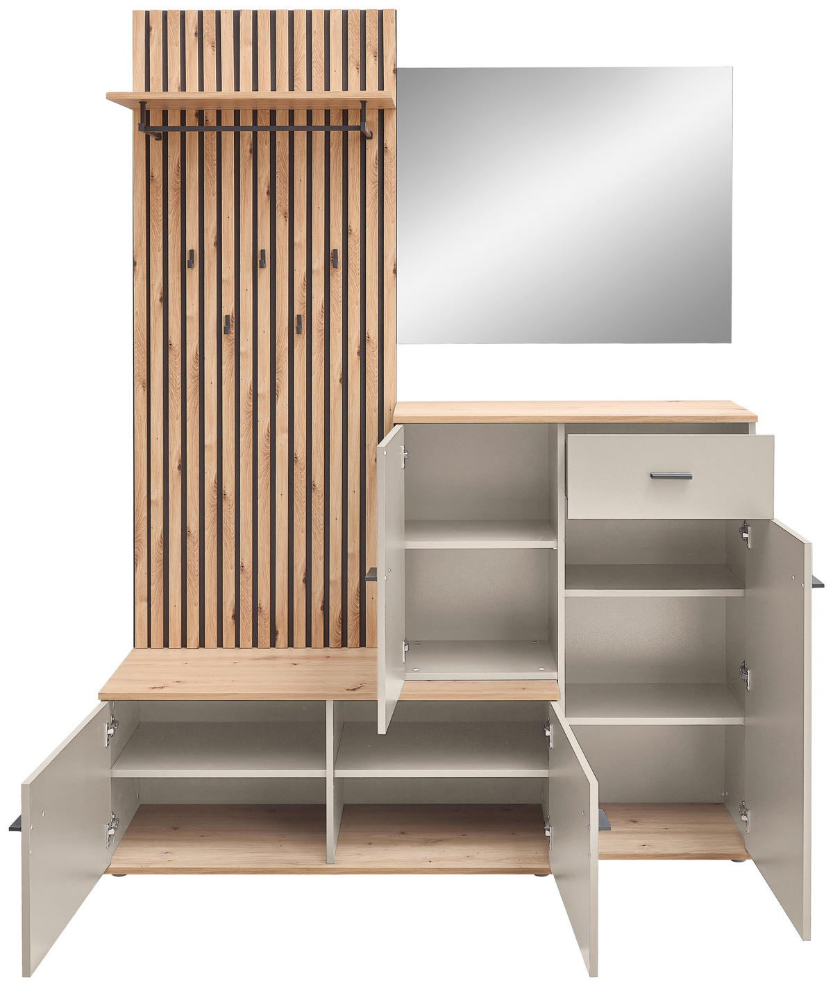GARDEROBE  in 148/199/38 cm  - Kaschmir/Eiche Artisan, Design, Glas/Holzwerkstoff (148/199/38cm) - Xora