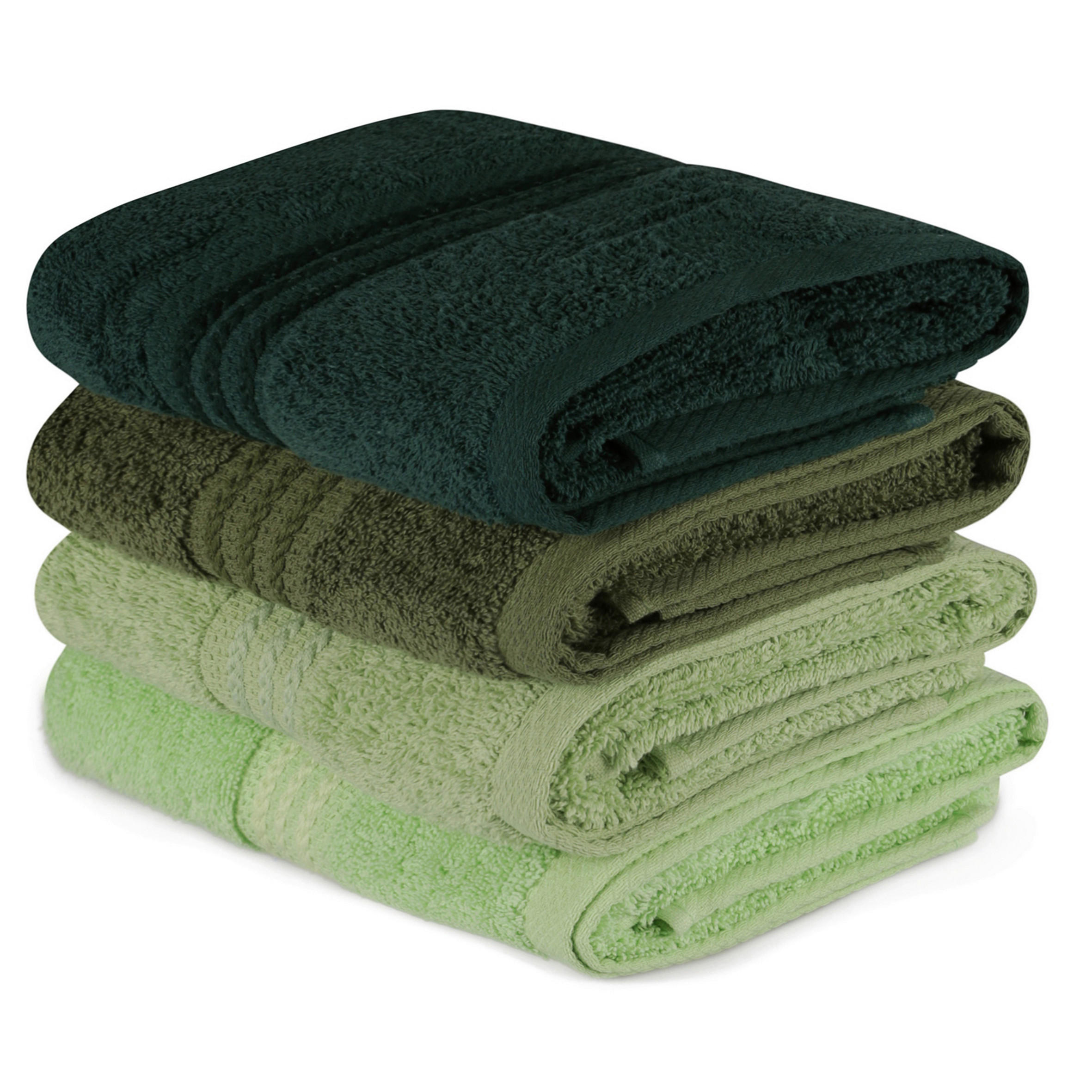 HANDTUCHSET Grün, Dunkelgrün, Hellgrün, Olivgrün  - Dunkelgrün/Hellgrün, Basics, Textil (50/90cm)