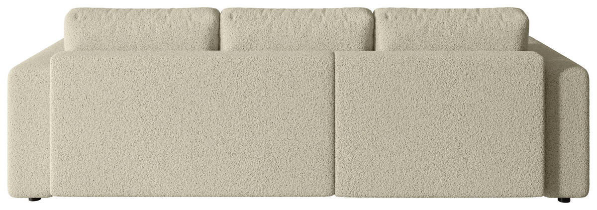 ECKSOFA Beige Bouclé Zierkissen, Rückenkissen, Bettkasten, Schlaffunktion, Rücken echt, Liegefläche im Originalstoff  - Beige/Schwarz, MODERN, Kunststoff/Textil (190/280cm) - Carryhome